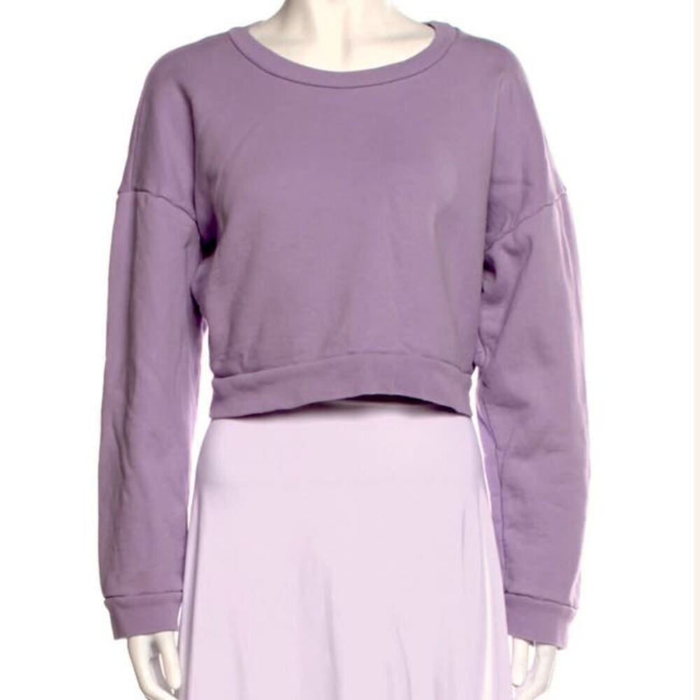 Reformation Scoop Neck Long Sleeve Cropped Heather Purple Sweatshirt Size Small